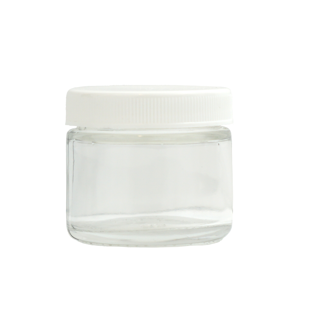 2 oz Glass Jars with White Cap 100 Units astor works